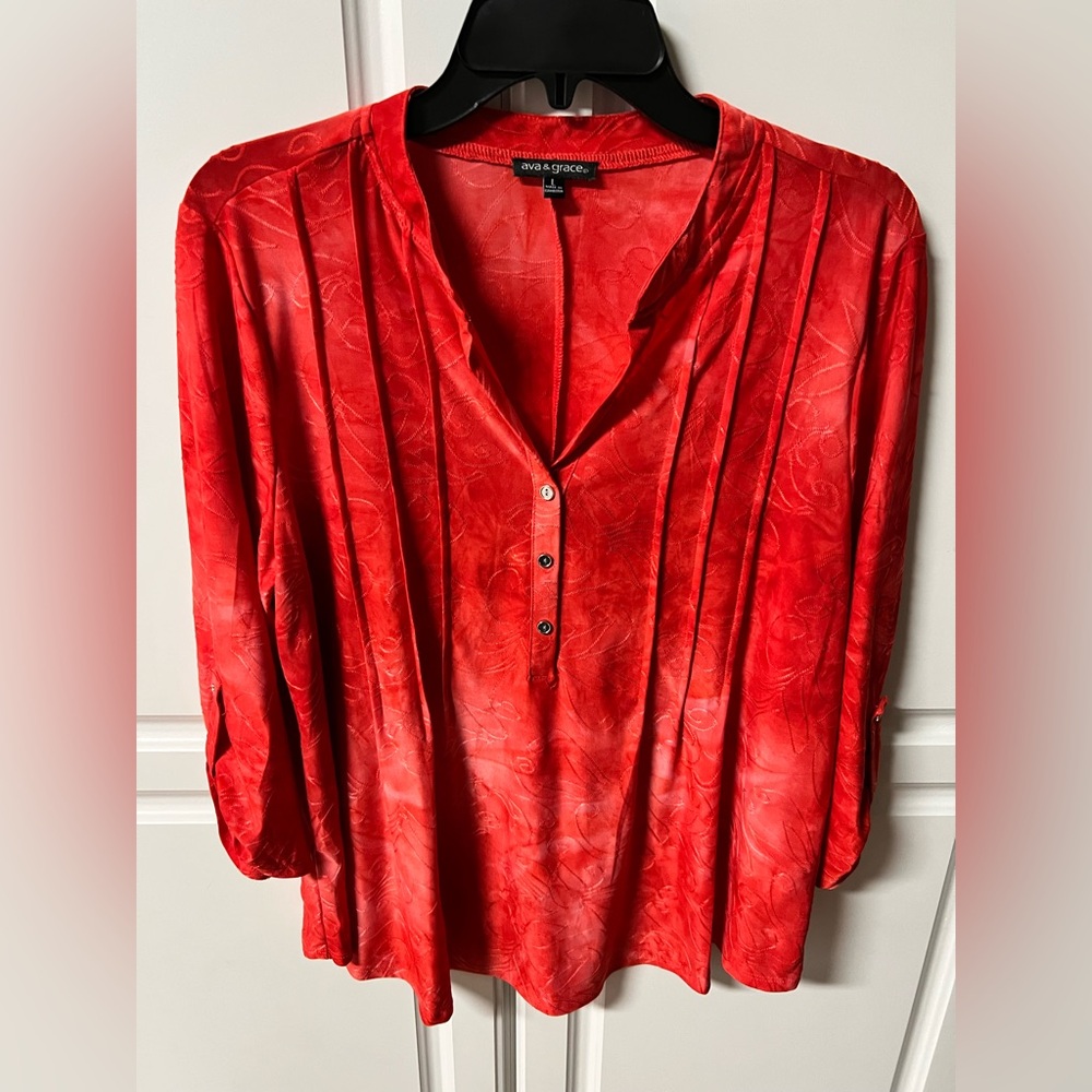 ava & grace Vibrant Red Blouse
